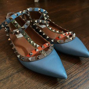 Valentino Garavani Rockstud Caged Leather Ballet Flats